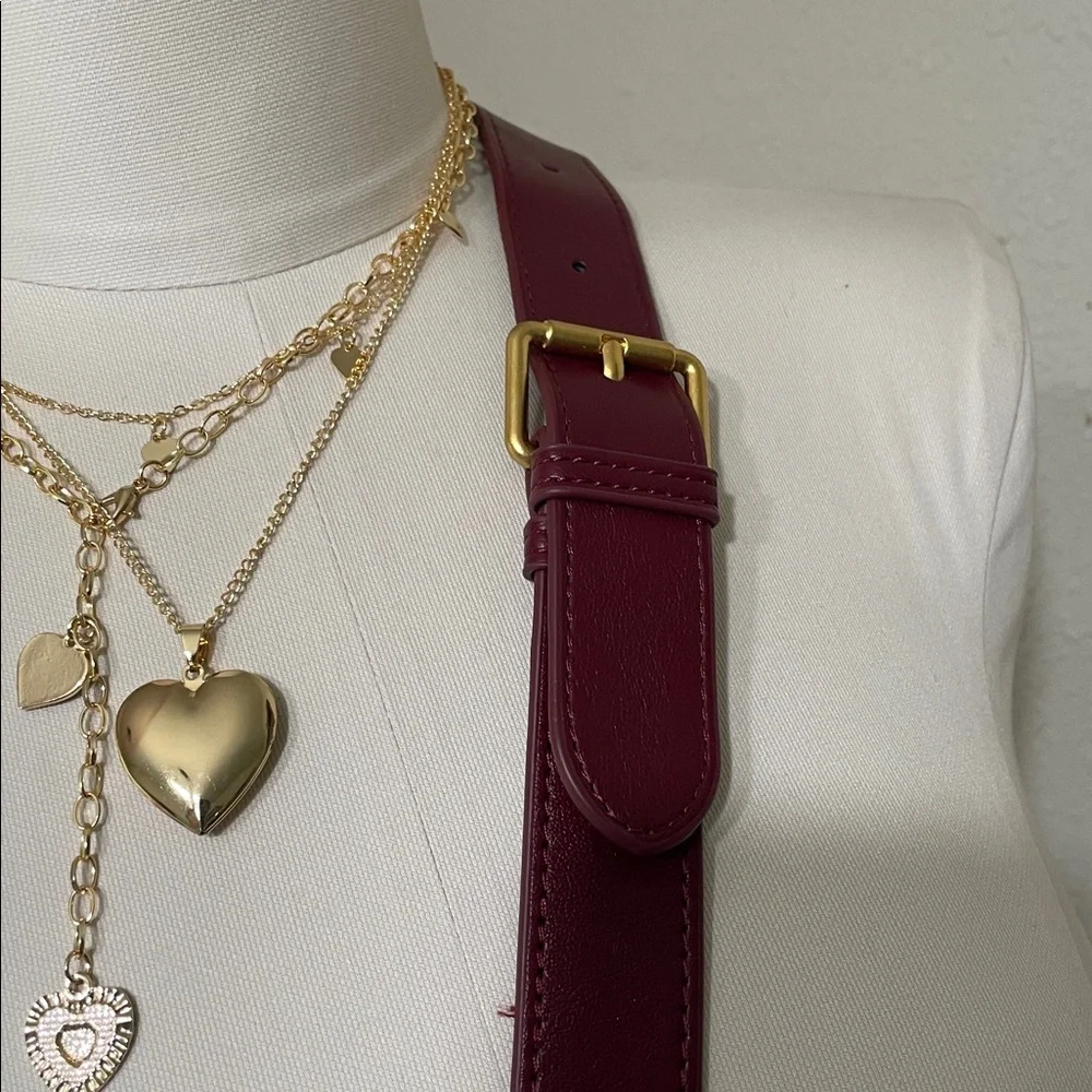 Burgundy faux, leather woven tote